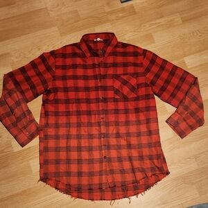 LA MIEL Red and Black Plaid Ombre Women's Shirt Size Medium